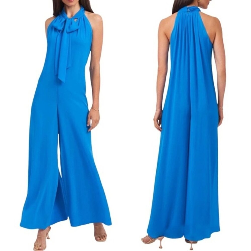 1. State Maxi Jumpsuit Dress XS Extra Small Blue Sleeveless Wide Leg Flowy